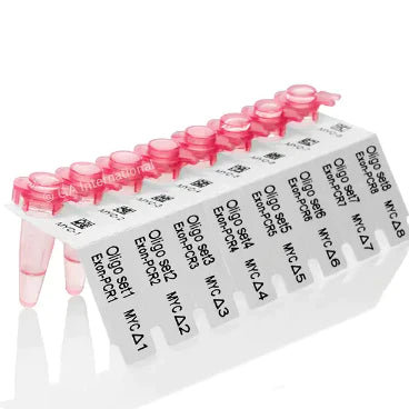 a set of red vials that have been tagged