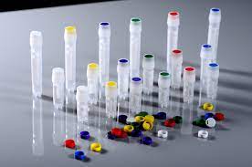 assorted cryo vials and tubes with colored lids