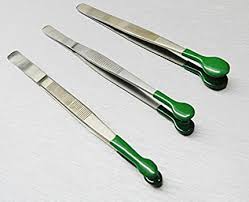a set of specialty tweezers with flat and round tips