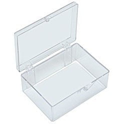 Small rectangular storage boxes, clear polystyrene