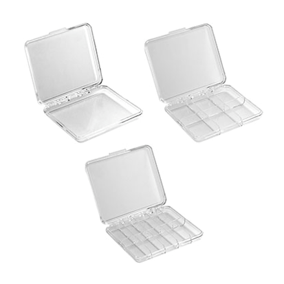 Clear polystyrene plastic storage boxes with hinged lid