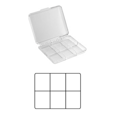 Medium clear plastic storage boxes with compartments, PS