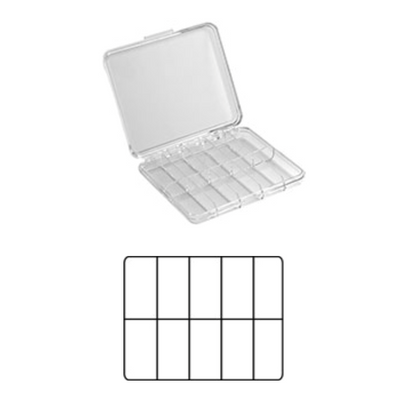 Medium clear plastic storage boxes with compartments, PS