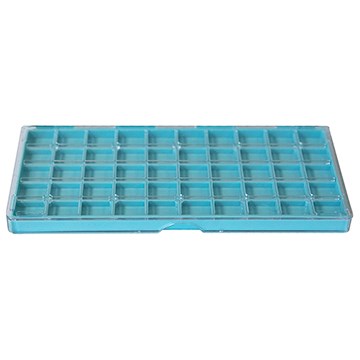 Polystyrene storage boxes with hinged cover, 50 compartment