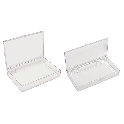 Large rectangular storage boxes, clear polystyrene