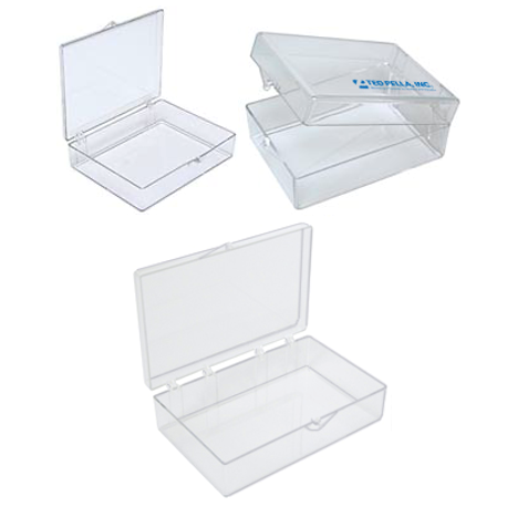 Medium rectangular storage boxes, clear polystyrene