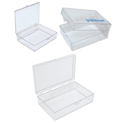 Medium rectangular storage boxes, clear polystyrene