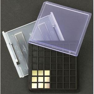 Conductive black plastic sample storage trays and lids, anti-static