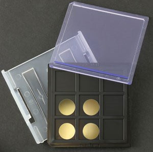 Conductive black plastic sample storage trays and lids, anti-static
