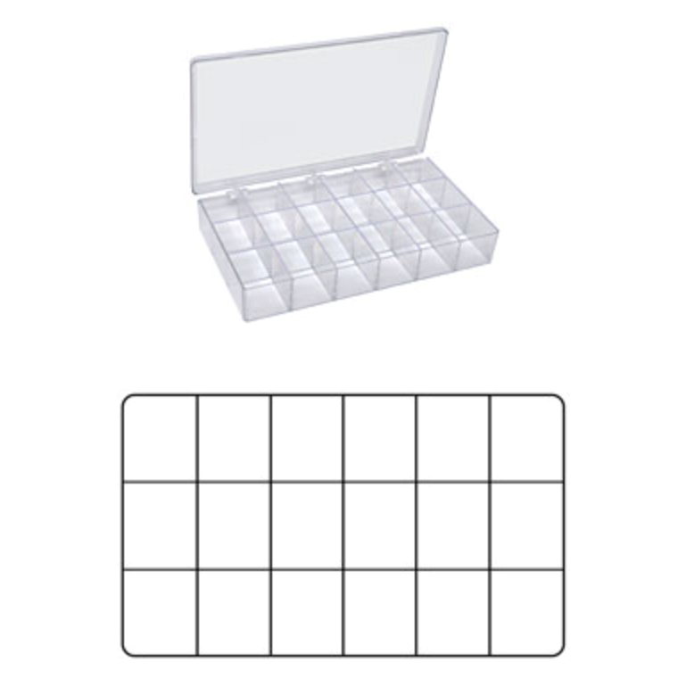 Large clear storage boxes with compartments, PS