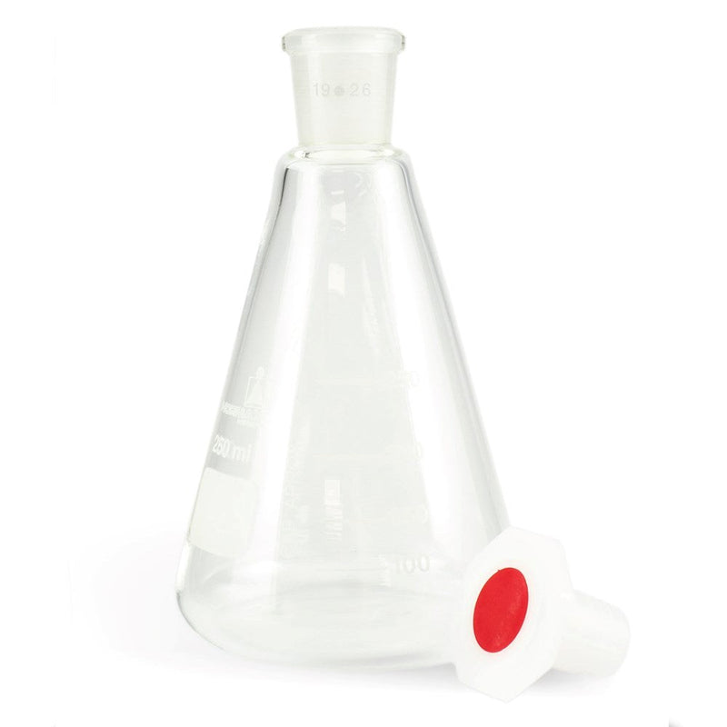 Glass Erlenmeyer flasks, plastic stopper