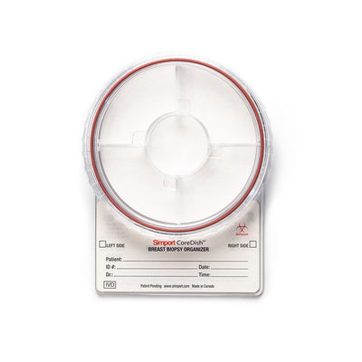 CoreDish biopsy containers, half pre-filled 10% formalin