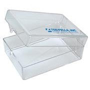 Medium rectangular storage boxes, clear polystyrene