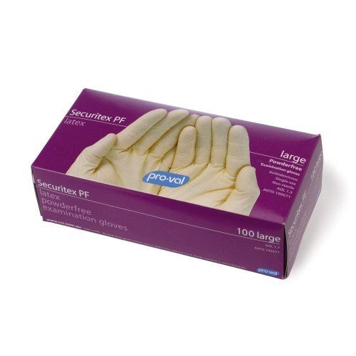 Latex examination gloves, powder-free