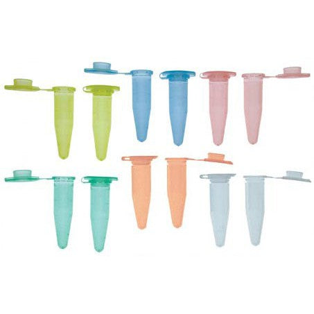 Microcentrifuge tubes, assorted colours, 1.5ml
