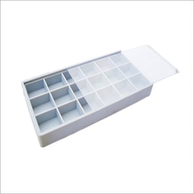 Partitioned storage trays with sliding lid