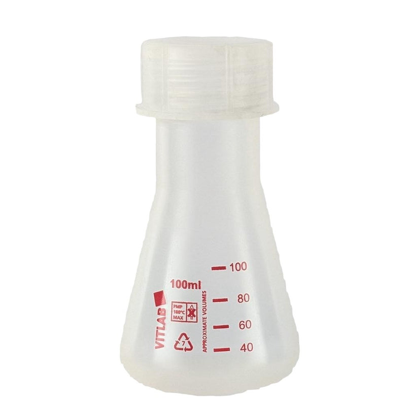 Erlenmeyer flasks with wide neck and screw cap, PMP
