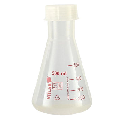 Erlenmeyer flasks with wide neck and screw cap, PMP