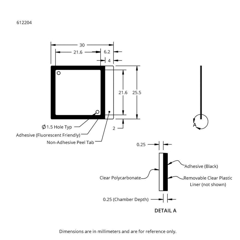 HybriWell slide adhesive fluorescent chambers