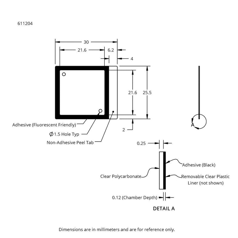 HybriWell slide adhesive fluorescent chambers