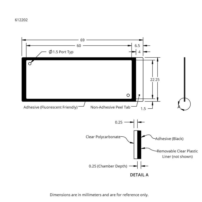 HybriWell slide adhesive fluorescent chambers