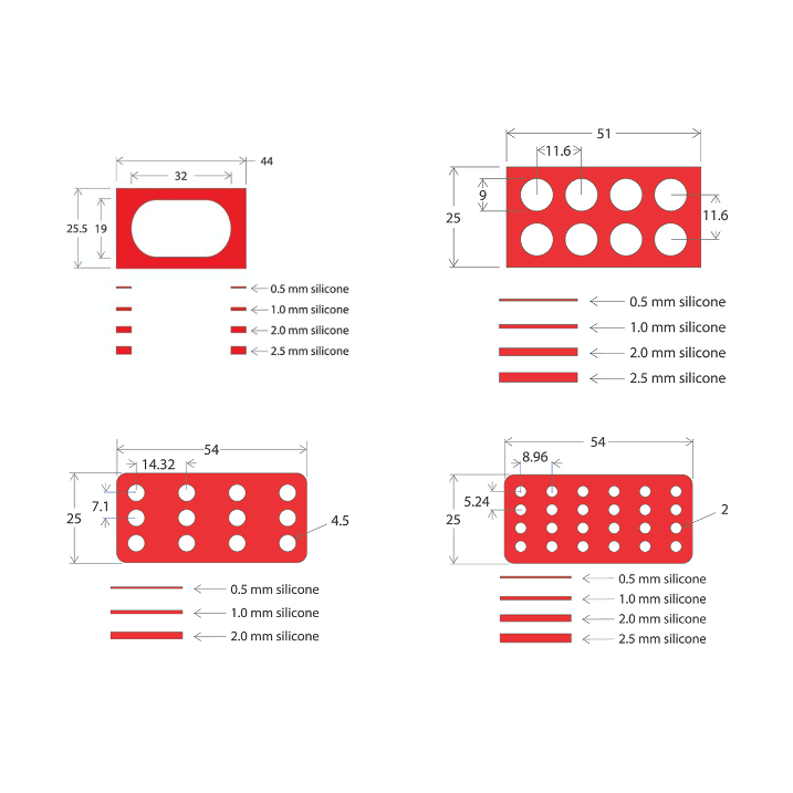 Press-To-Seal, silicone isolator chamber slides, silicone to adhesive