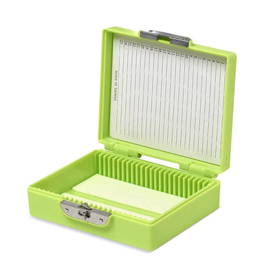 Coloured slide boxes, 25 slides