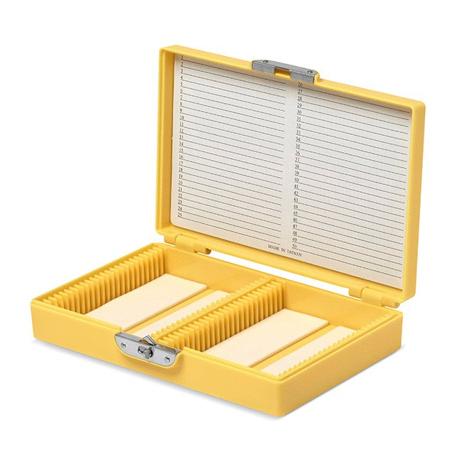 Coloured slide boxes, 50 slides
