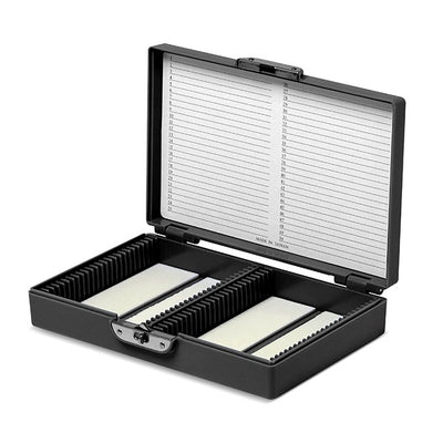 Coloured slide boxes, 50 slides