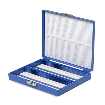 Coloured slide boxes, 100 slides