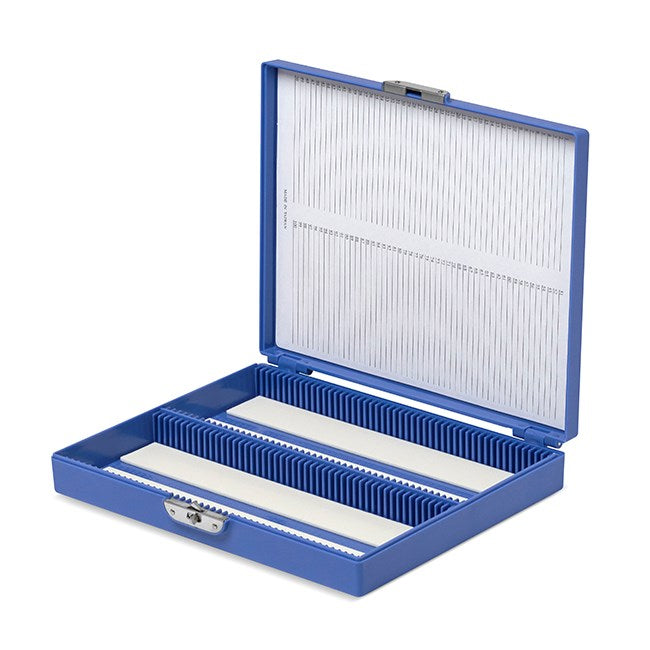 Coloured slide boxes, 100 slides
