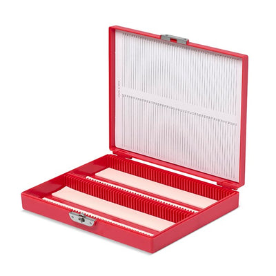 Coloured slide boxes, 100 slides