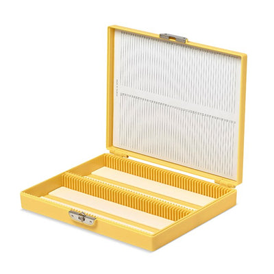 Coloured slide boxes, 100 slides