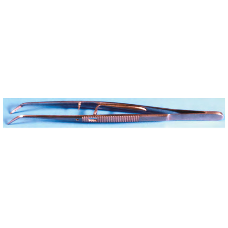 Forceps with serrated grips and tips, alignment pin
