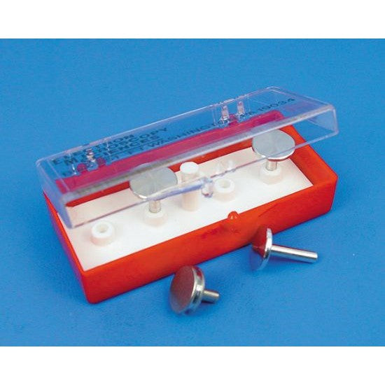 SEM specimen mount storage box, 4 pin mounts