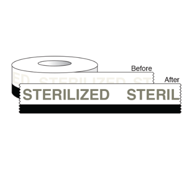 Steam autoclave printed indicator tape