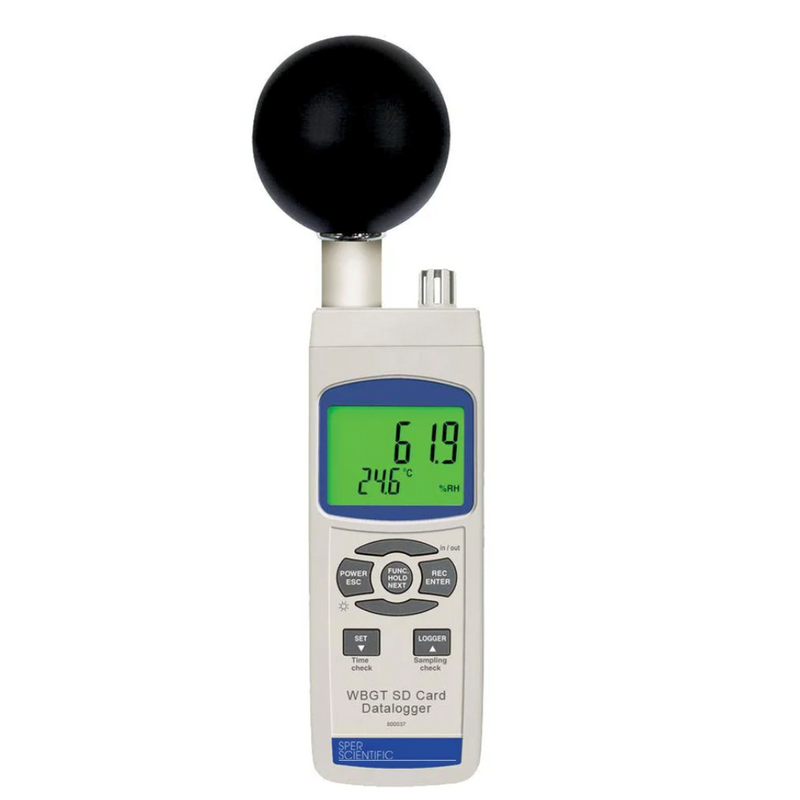 Wet bulb globe heat stress meter, datalogger with SD card