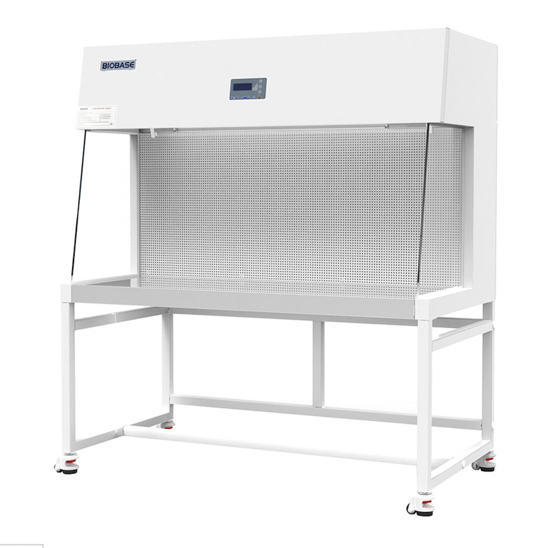 Horizontal laminar flow safety cabinets, angled window