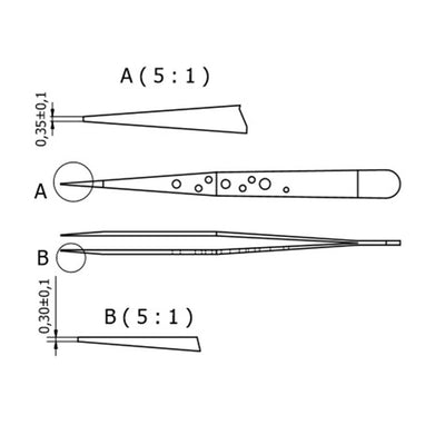 Rubis premium precision tweezers, style 1G