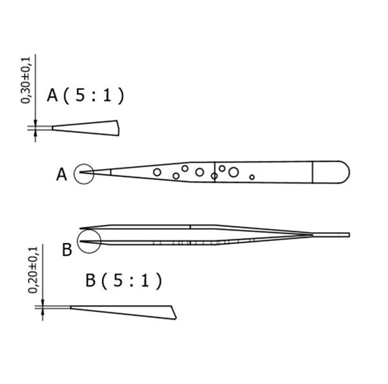 Rubis premium precision tweezers, style 3CG