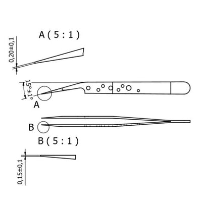Rubis premium precision tweezers, style 5G