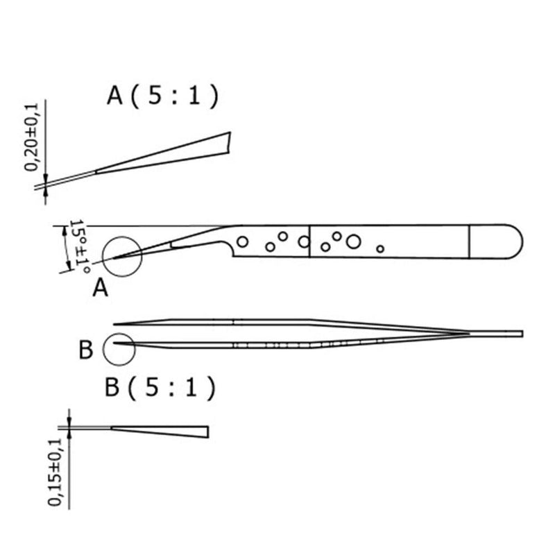 Rubis premium precision tweezers, style 5G