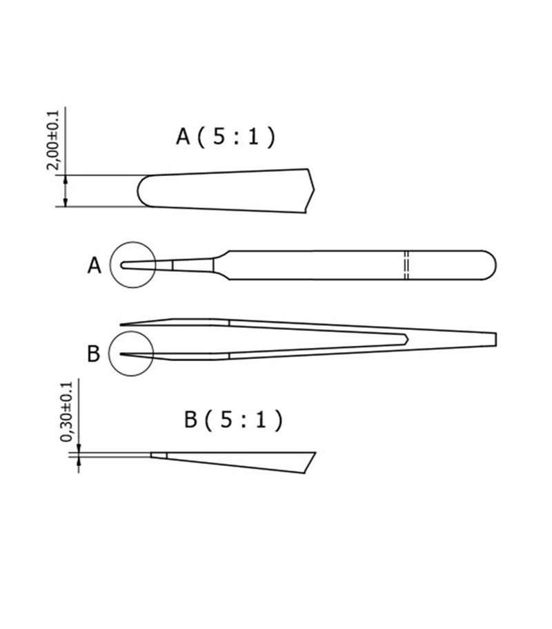 Rubis premium plastic tweezers, style K2A