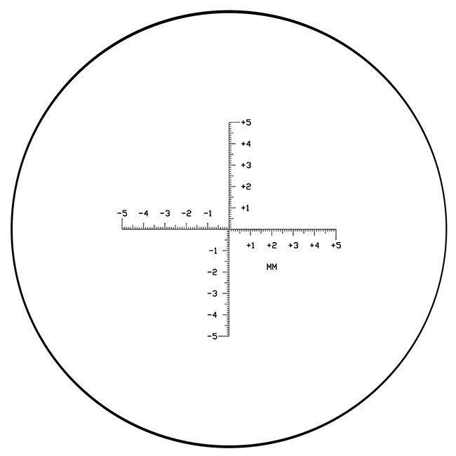 EMS eyepiece reticles, single crossed line with scale