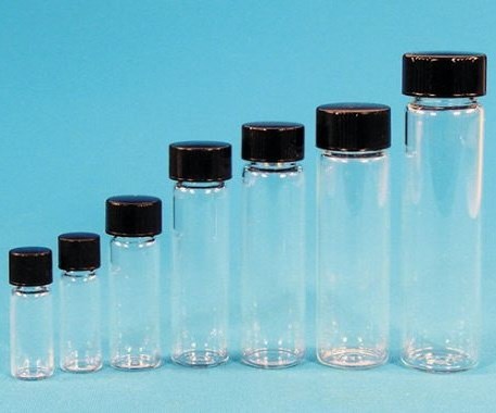 Glass sample vials, screw lid