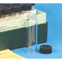 Glass vials in storage box