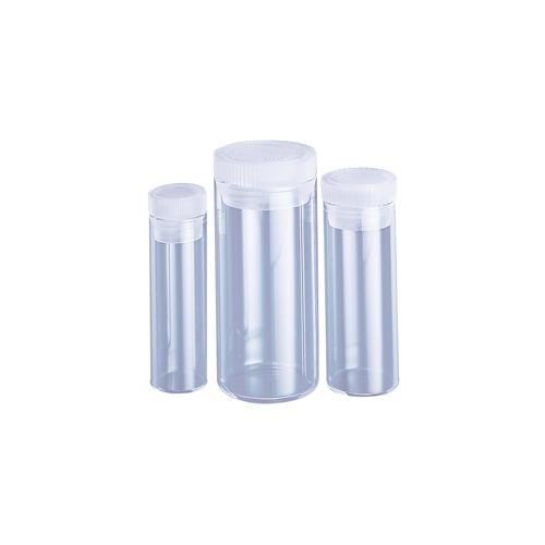 Glass vials in storage box, shell vials