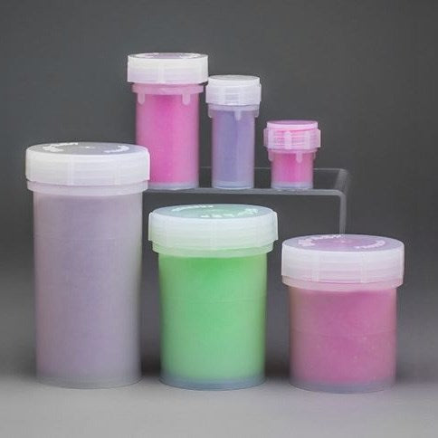 Sample containers with screw cap lid, PE