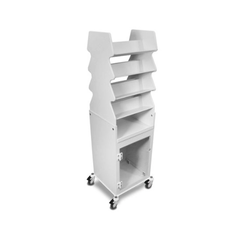Tall shelf trolley with clear acrylic door