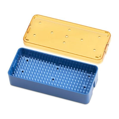 Sterilisation trays with silicone mat and lid